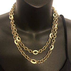 J crew yellow enamel long necklace, gold chain.